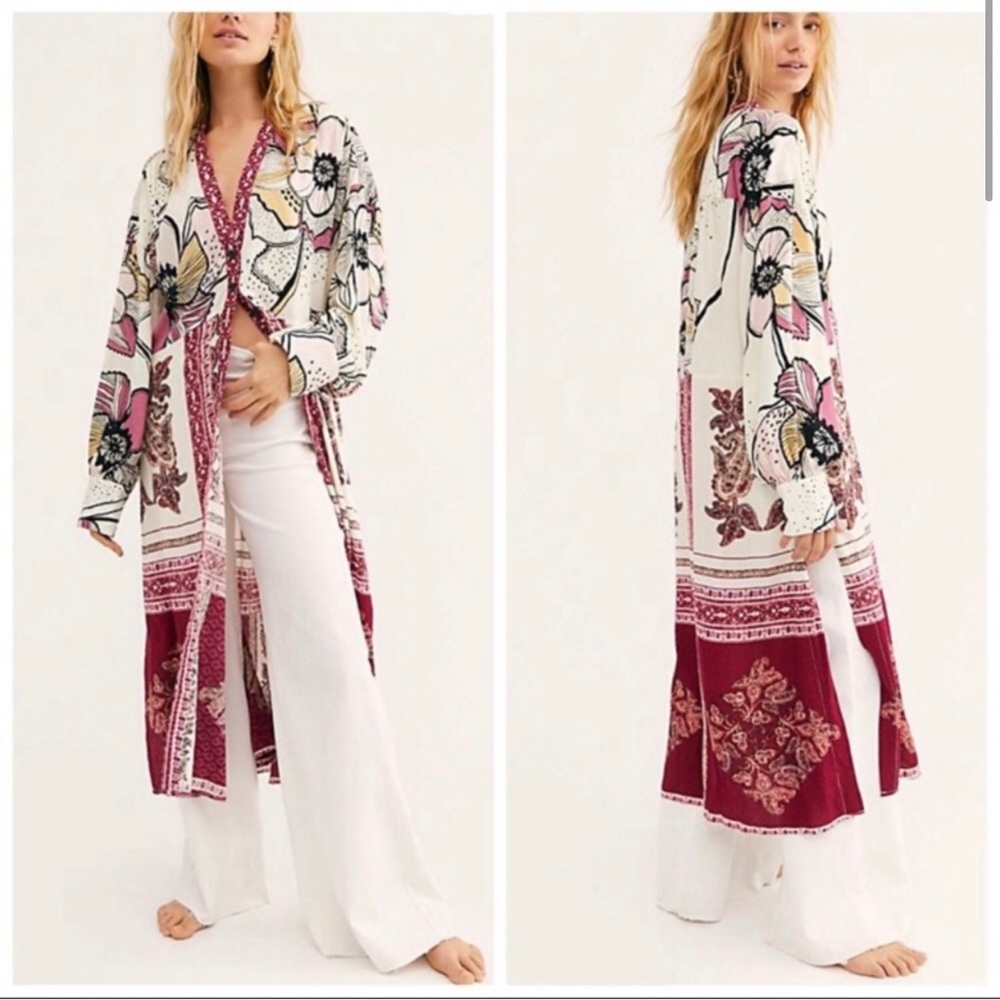 FREE PEOPLE C'est Moi Mixed Print Maxi Top XS NEW